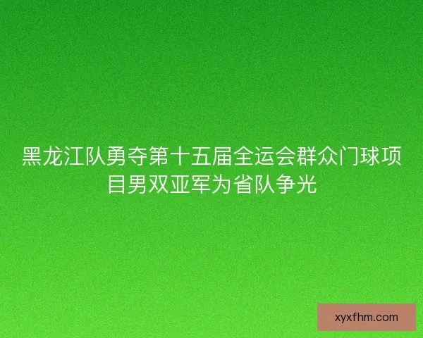 黑龙江队勇夺第十五届全运会群众门球项目男双亚军为省队争光 黑龙江队勇夺第十五届全运会群众门球项目男双亚军为省队争光