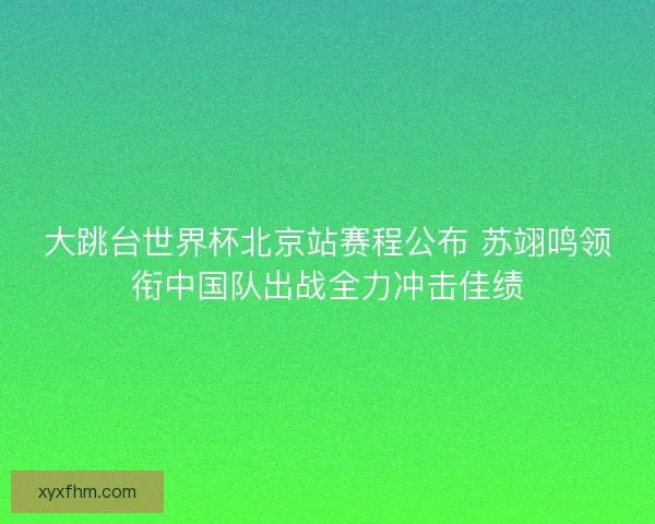 大跳台世界杯北京站赛程公布 苏翊鸣领衔中国队出战全力冲击佳绩
